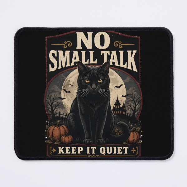 Item preview, No Small Talk Black Cat Halloween Retro Screen Print designed and sold by RoyesButler.