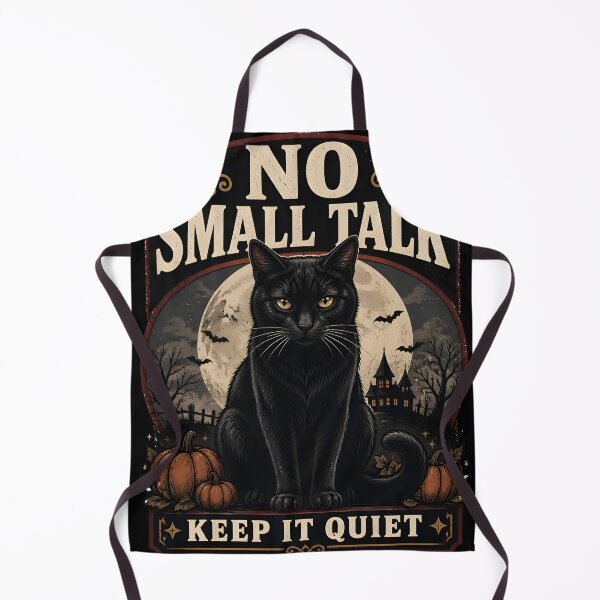 Item preview, No Small Talk Black Cat Halloween Retro Screen Print designed and sold by RoyesButler.