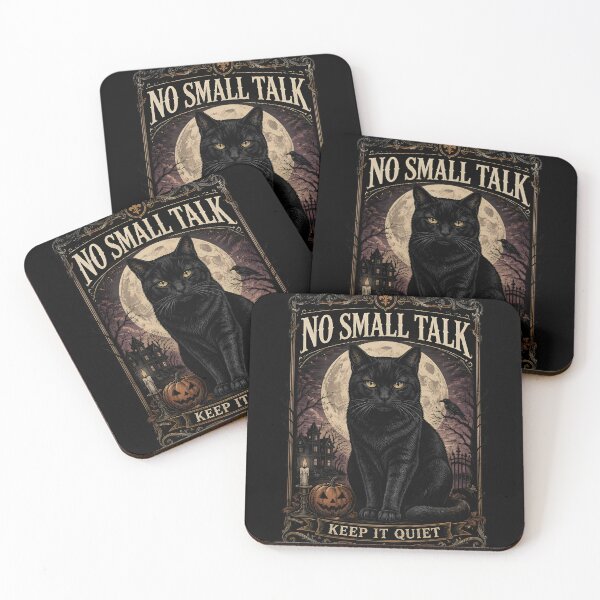 Item preview, No Small Talk Black Cat Halloween Gothic Engraving designed and sold by RoyesButler.