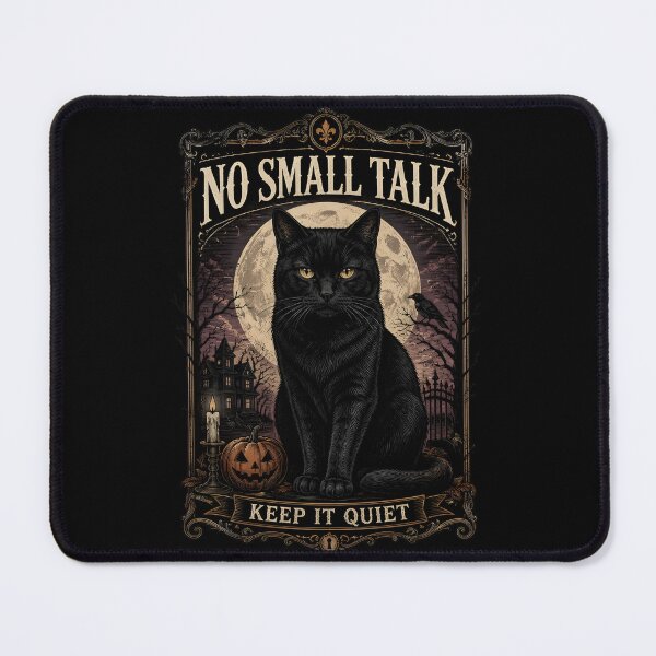 Item preview, No Small Talk Black Cat Halloween Gothic Engraving designed and sold by RoyesButler.