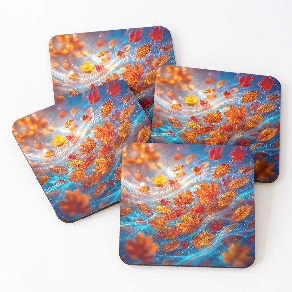 Item preview, Autumn Leaves on the Wind – Holographic Dream Floral Art designed and sold by fantasystyleiom.