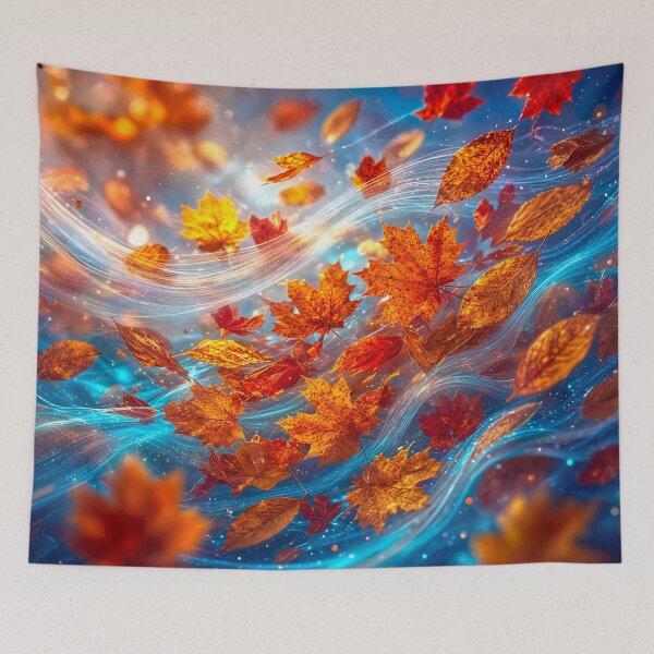 Item preview, Autumn Leaves on the Wind – Holographic Dream Floral Art designed and sold by fantasystyleiom.