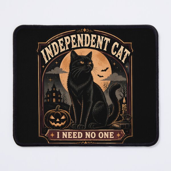 Item preview, Independent Cat Black Cat Halloween Retro Screen Print designed and sold by RoyesButler.