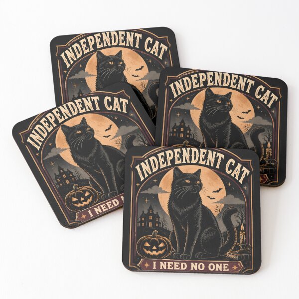 Item preview, Independent Cat Black Cat Halloween Retro Screen Print designed and sold by RoyesButler.