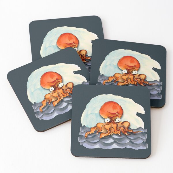 Item preview, Cute Watercolor Octopus in the Waves designed and sold by TackyTime.