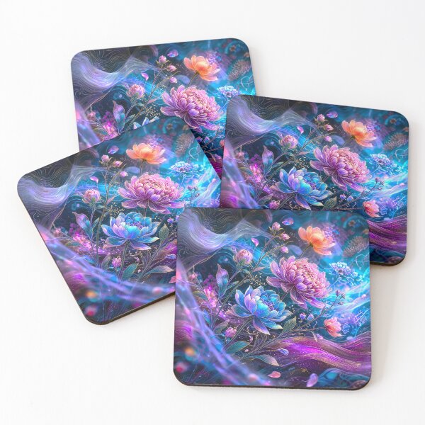 Item preview, Glowing Cosmic Peonies – Fantasy Purple Floral Art designed and sold by fantasystyleiom.