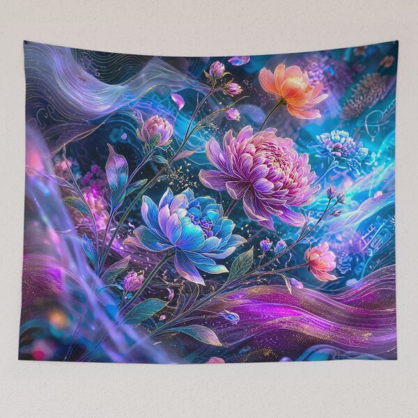 Item preview, Glowing Cosmic Peonies – Fantasy Purple Floral Art designed and sold by fantasystyleiom.