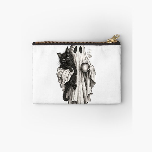 Item preview, halloween Ghost Holding a Black Cat and Coffee Spooky designed and sold by SOUFIANE1991.