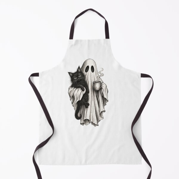 Item preview, halloween Ghost Holding a Black Cat and Coffee Spooky designed and sold by SOUFIANE1991.