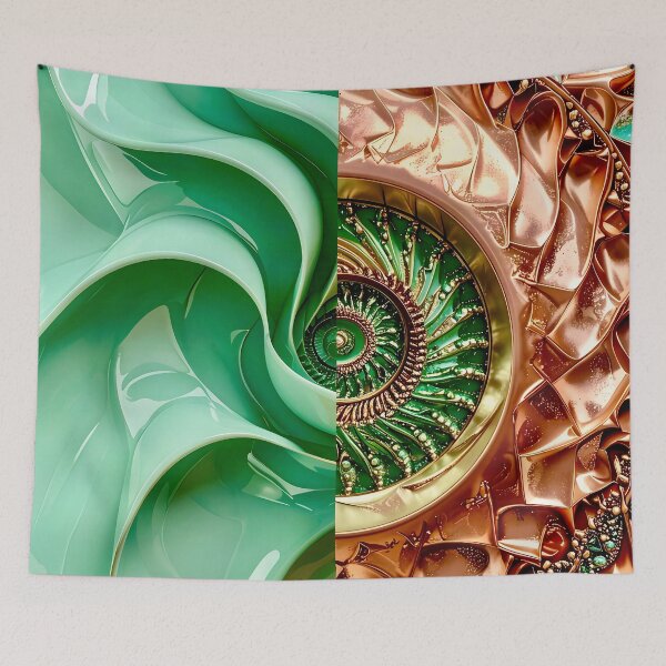Item preview, Celadon Wave and Metallic Copper Vortex designed and sold by Vicky Brago-Mitchell®.