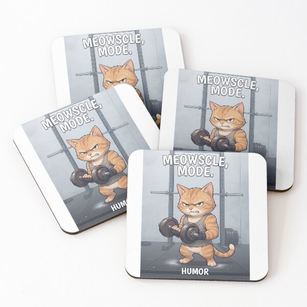 Item preview, Funny Cat Gym Workout Meowscle Mode Cute Kitten Fitness Sticker designed and sold by fastansic.