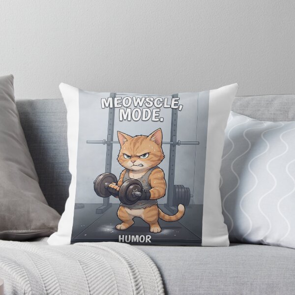 Item preview, Funny Cat Gym Workout Meowscle Mode Cute Kitten Fitness Sticker designed and sold by fastansic.