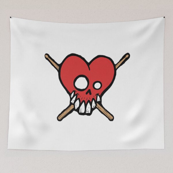 Item preview, Drumming Heart Skull designed and sold by skullnutz.