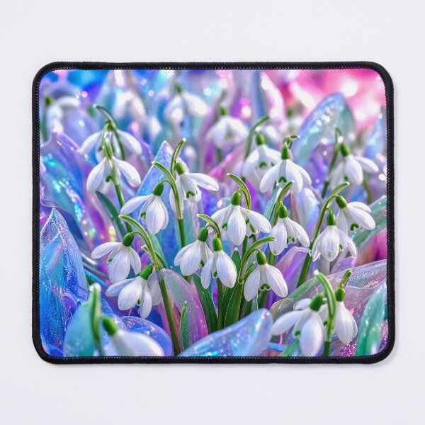 Item preview, Iridescent Snowdrops – Pastel Holographic Spring Floral Art designed and sold by fantasystyleiom.