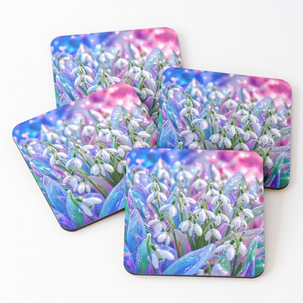 Item preview, Iridescent Snowdrops – Pastel Holographic Spring Floral Art designed and sold by fantasystyleiom.