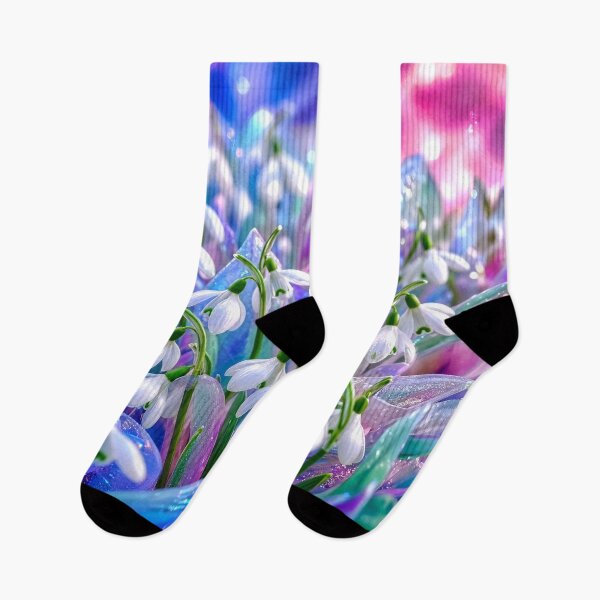 Item preview, Iridescent Snowdrops – Pastel Holographic Spring Floral Art designed and sold by fantasystyleiom.