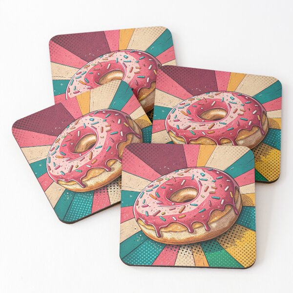 Item preview, Retro Comic Pop Art Illustration of a Glazed Strawberry Doughnut designed and sold by werlatumarkbal.