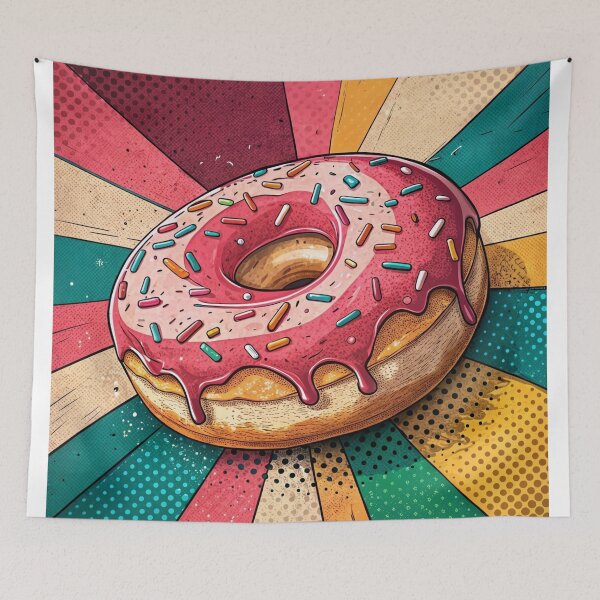 Item preview, Retro Comic Pop Art Illustration of a Glazed Strawberry Doughnut designed and sold by werlatumarkbal.