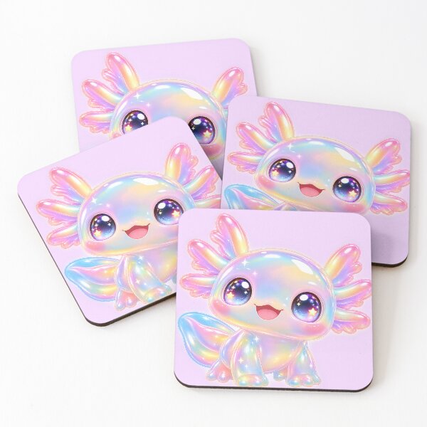Item preview, Cute Holographic Iridescent Glass Axolotl designed and sold by wallpapersarts.