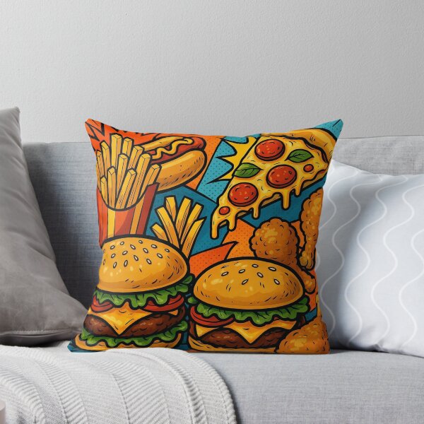 Item preview, Retro Comic Fast Food Montage Featuring Burgers, Pizza, and Fried Delights designed and sold by werlatumarkbal.