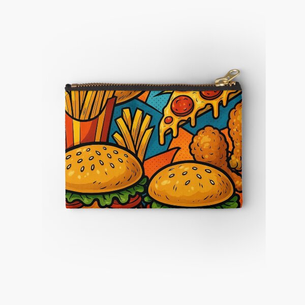 Item preview, Retro Comic Fast Food Montage Featuring Burgers, Pizza, and Fried Delights designed and sold by werlatumarkbal.