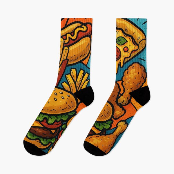Item preview, Retro Comic Fast Food Montage Featuring Burgers, Pizza, and Fried Delights designed and sold by werlatumarkbal.