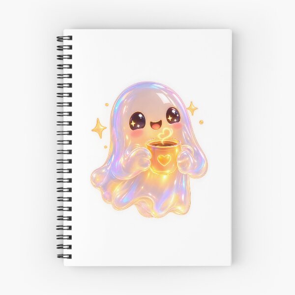 Item preview, Cute Glowing Spooky Ghost With Coffee designed and sold by wallpapersarts.
