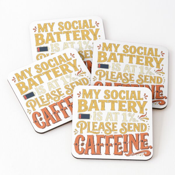 Item preview, My Social Battery Is At 1% Please Send Caffeine - Funny Introvert designed and sold by jrzvibe.
