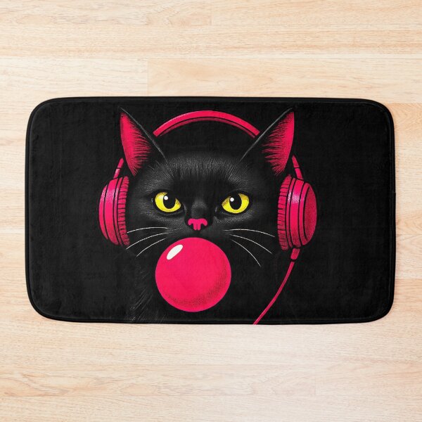 Item preview, Black Cat Bubblegum Headphones Sticker & Apparel designed and sold by Kittcatking.