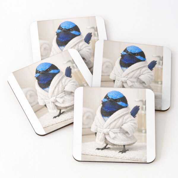 Item preview, Superb Fairy-Wren Wearing a Bathrobe designed and sold by Sillytoe.