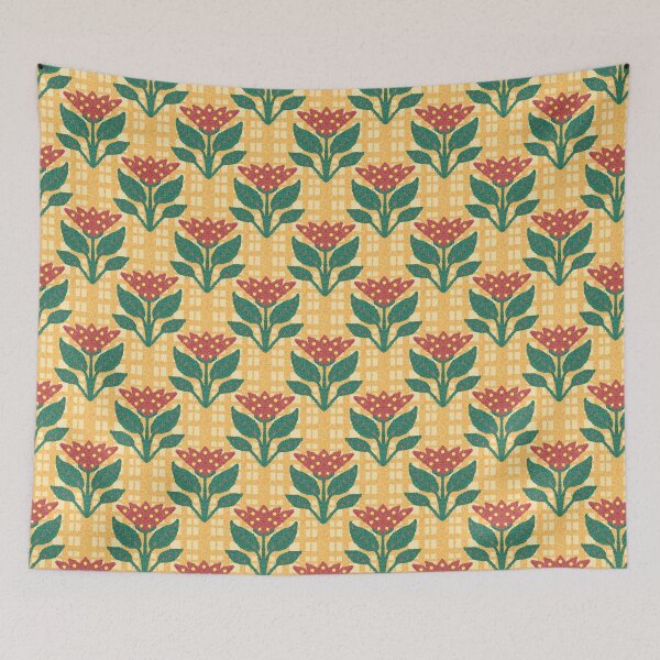 Item preview, Hand drawn red floral orange background  designed and sold by Tanapan2529.