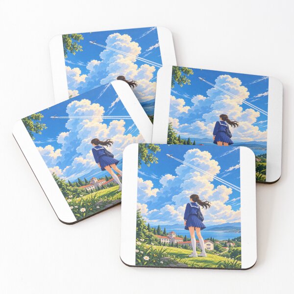 Item preview, Dreamy Anime Schoolgirl Under Summer Sky designed and sold by Prism--Fashion.