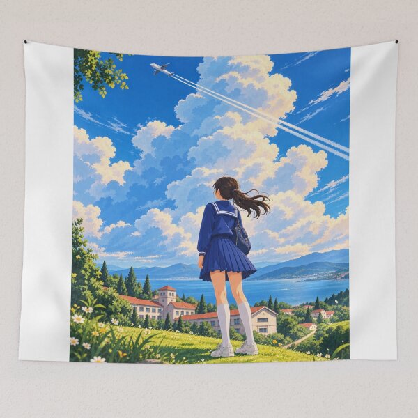 Item preview, Dreamy Anime Schoolgirl Under Summer Sky designed and sold by Prism--Fashion.