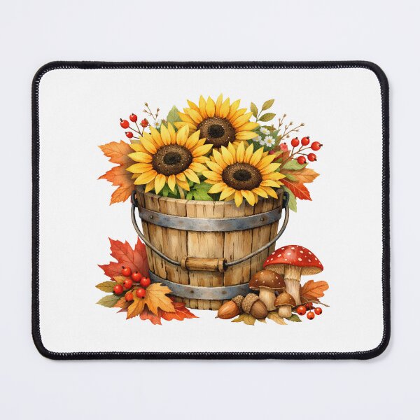 Item preview, Watercolor Autumn Sunflowers, Berries and Mushrooms  designed and sold by silviaol.