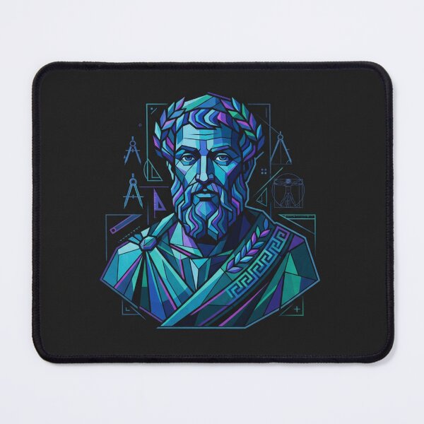 Item preview, Geometric Euclid Portrait In Neon Blue designed and sold by Owcomm.