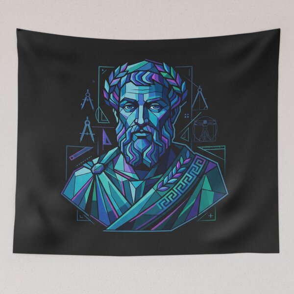 Item preview, Geometric Euclid Portrait In Neon Blue designed and sold by Owcomm.