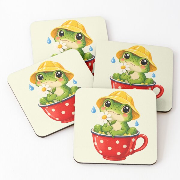 Item preview, Cute Kawaii Frog in Red Polka Dot Teacup designed and sold by Funny meme.