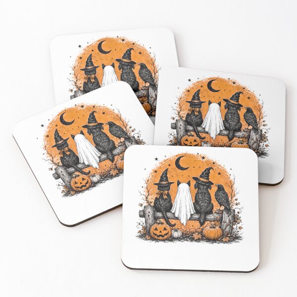 Item preview, Vintage Spooky Animal Squad Black Cat Dog Crow Halloween Moon designed and sold by DYAFLK.