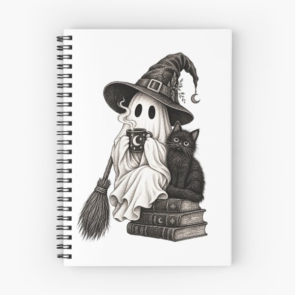 Item preview, Vintage Witch Ghost and Black Cat Coffee – Gothic Halloween designed and sold by SOUFIANE1991.
