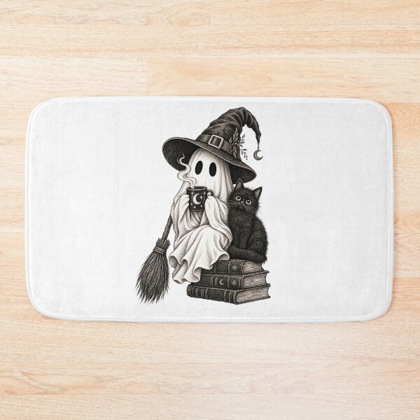 Item preview, Vintage Witch Ghost and Black Cat Coffee – Gothic Halloween designed and sold by SOUFIANE1991.