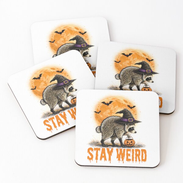 Item preview, Stay Weird Funny Raccoon Witch Hat Vintage Halloween Moon designed and sold by DYAFLK.