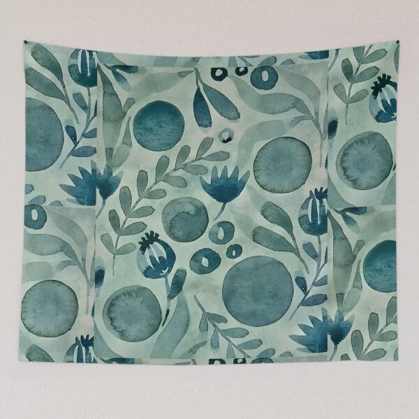 Item preview, Blue-Green Leafy Abstract, Vintage designed and sold by Vintage-Lady65.