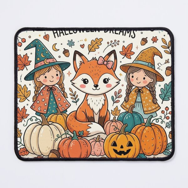 Item preview, Kawaii Digital Illustration for Autumn and Halloween: Fox and Witch Girls with Pumpkins designed and sold by VaneDesings.
