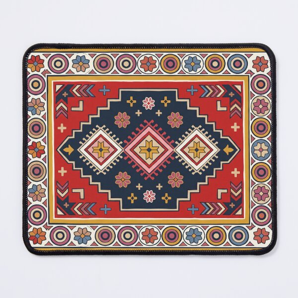 Item preview, Vibrant Red Navy Geometric Folk Art Boho Pattern designed and sold by arteresting-art.