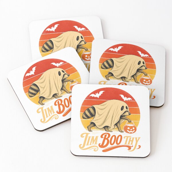 Item preview, Funny Jim Boo Thy Raccoon Ghost Retro Sunset Halloween designed and sold by DYAFLK.