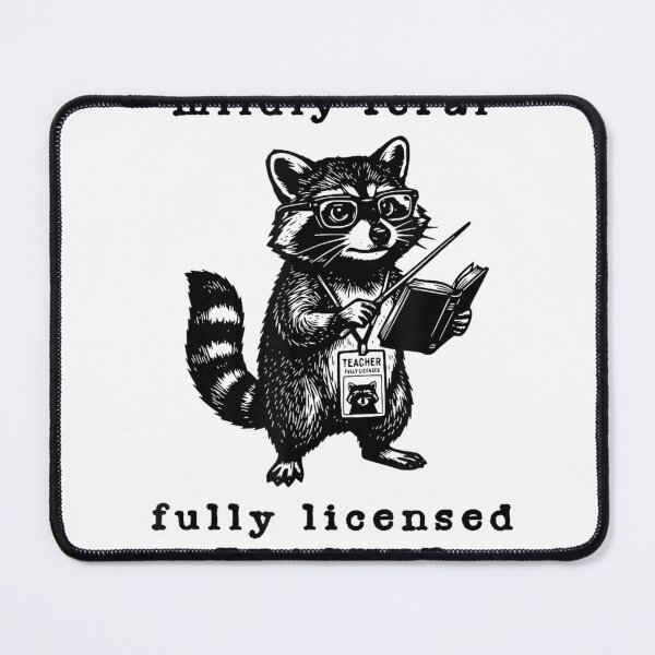 Item preview, Mildly Feral Funny Raccoon Vintage Retro 90s Teacher Graphic T-Shirt designed and sold by E-Capoeira shop.