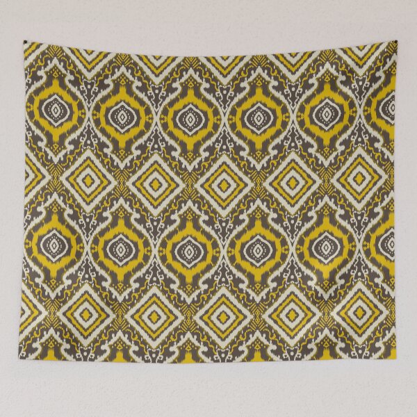 Artikelvorschau, Gelbes abstraktes geometrisches Ikat-Muster. entworfen und verkauft von Aesthetic shapes design.