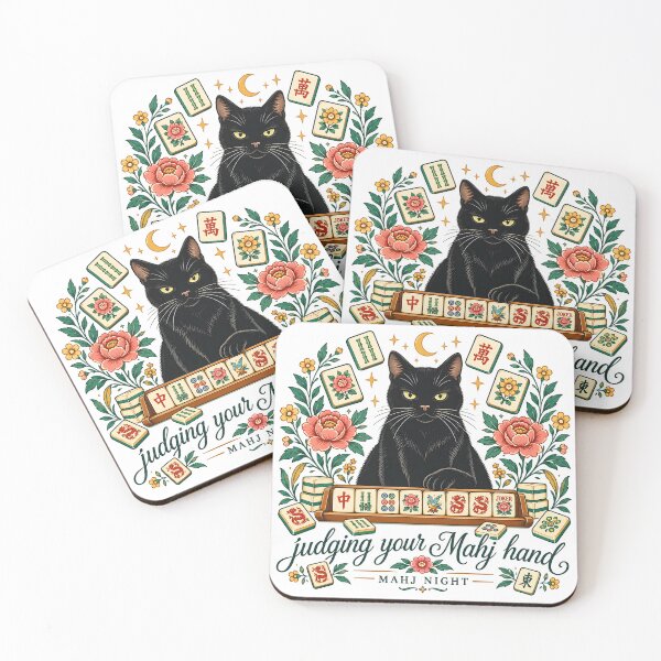 Item preview, Black Cat Mahjong Shirt – Judging Your Mahj Hand Funny Cat Game Night Gift designed and sold by WearVerse440.