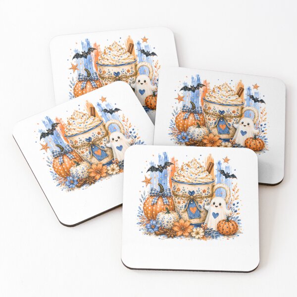 Item preview, Blue Orange Fall Pumpkin Spice Latte Cute Ghost Cozy Autumn designed and sold by DYAFLK.