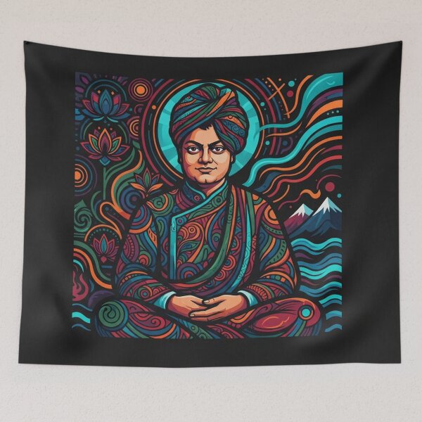 Item preview, Swami Vivekananda Meditative Lotus Pattern Portrait designed and sold by Owcomm.